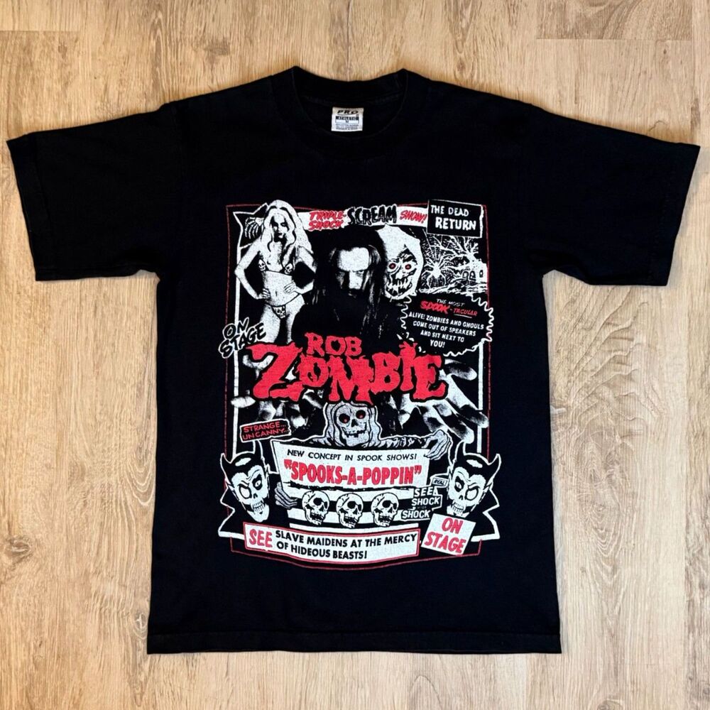Rob Zombie Spooks-A-Poppin Horror Tee Black M Comic Style Design